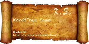 Korányi Soma névjegykártya